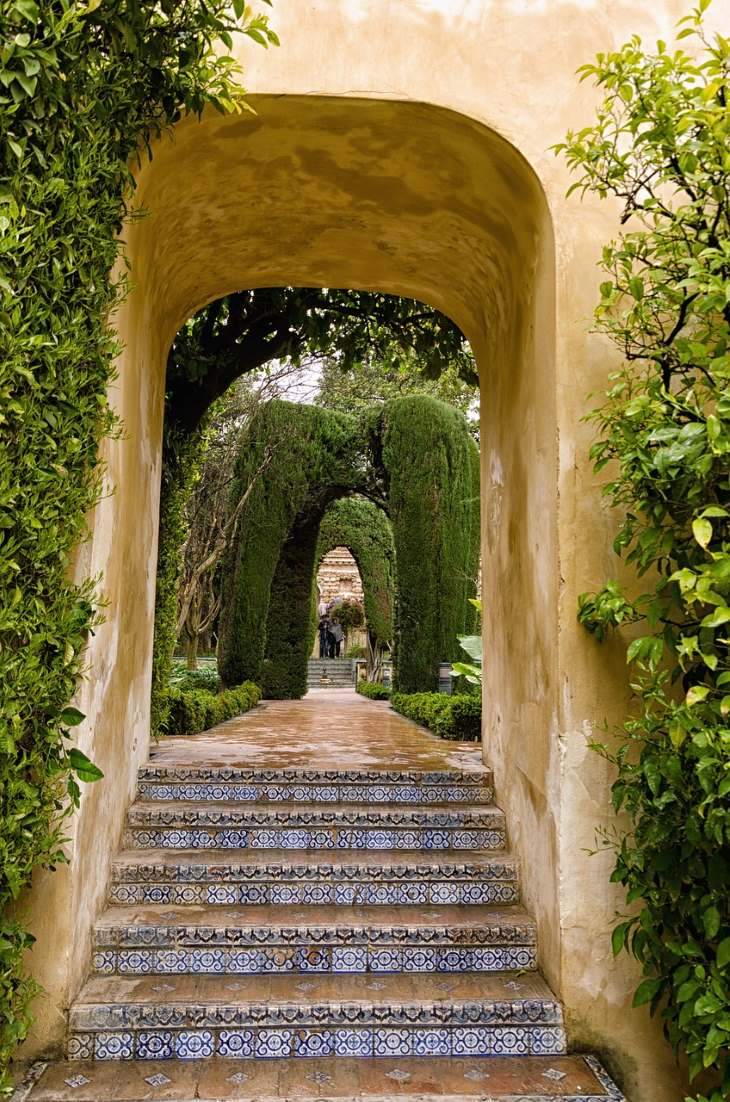 The Main gardens of the Alcazar in Seville