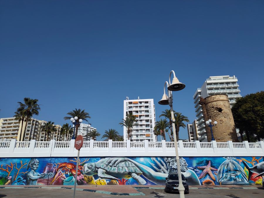 Benalmadena waterfront area with outdoor art 