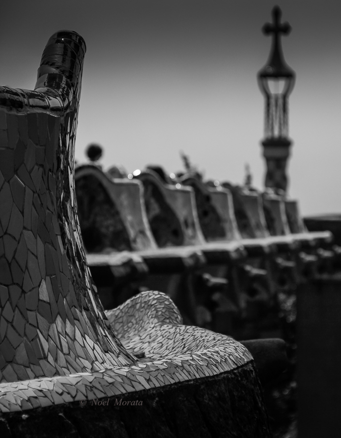 Undulating mosaic benches at Park Guell