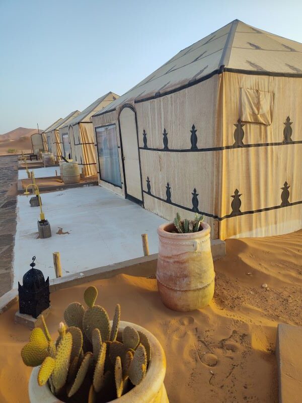 Tent accommodations in the Sahara Desert