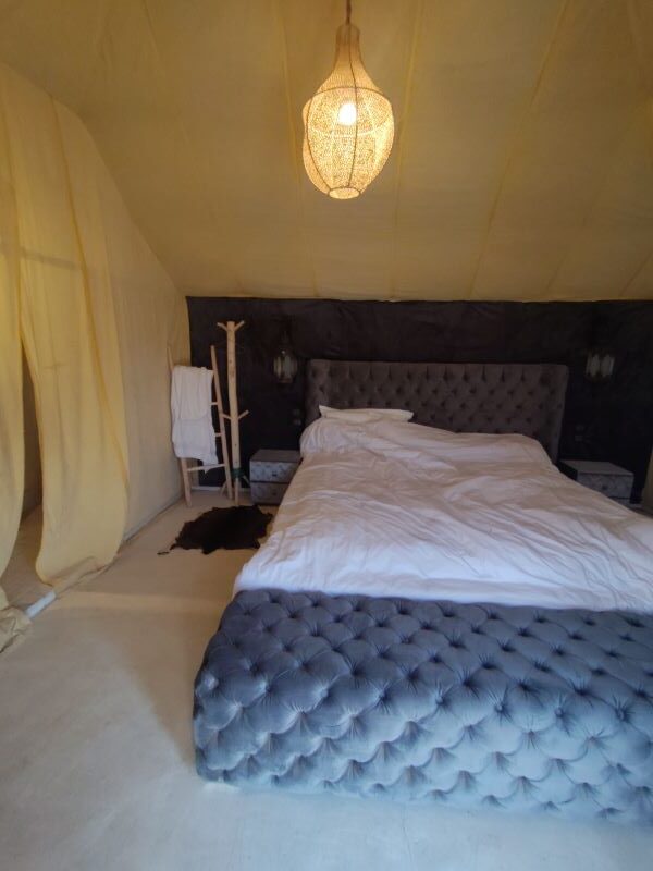 Tent accommodations in the Sahara Desert